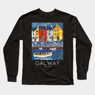 A Pop Art Travel Print of Galway - Ireland Long Sleeve T-Shirt
